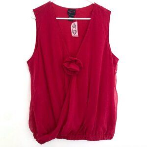 NEW NWT OLD TAG TORRID 1 Plus Size Surplice Chiffon Blouse Raspberry Pink Red 1X